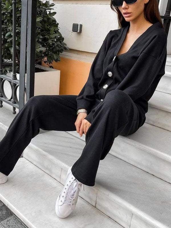 Women's Buttoned Jacket and Pants Two-piece Set (Buy 2 Free Shipping)