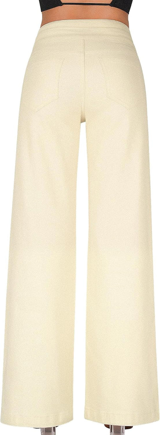 roswear Women's Wide Leg Jeans Casual High Waisted Stretch Baggy Loose Denim Pants