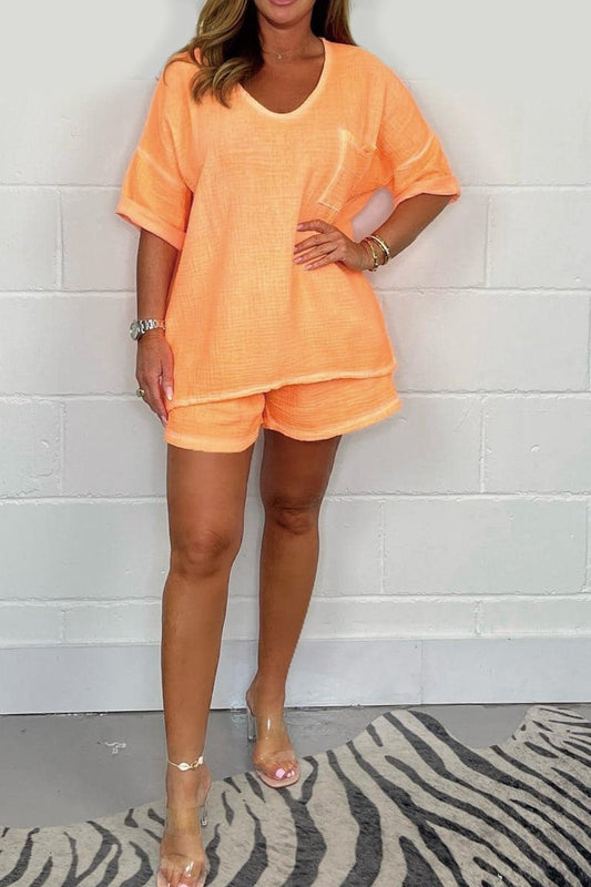 Solid color cotton and linen casual suit