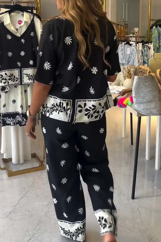 Women's casual printed two-piece set