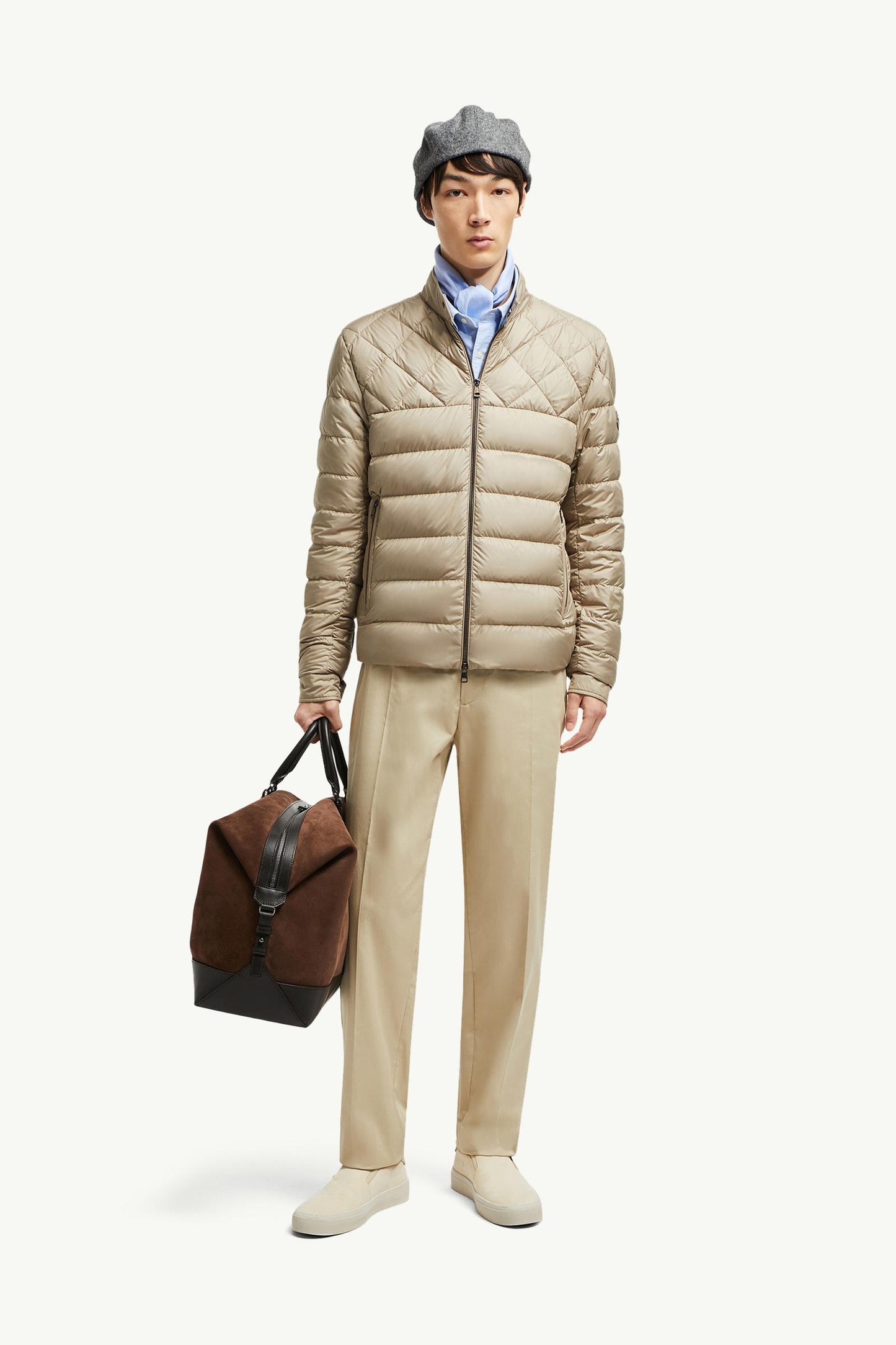 Tuile Leather-Trimmed Down Biker Jacket