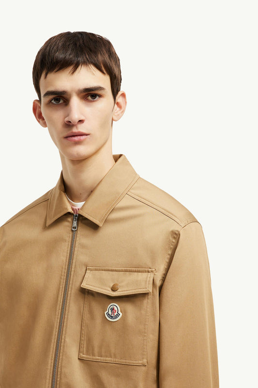 Cotton Gabardine Zip-Up Shirt Jacket