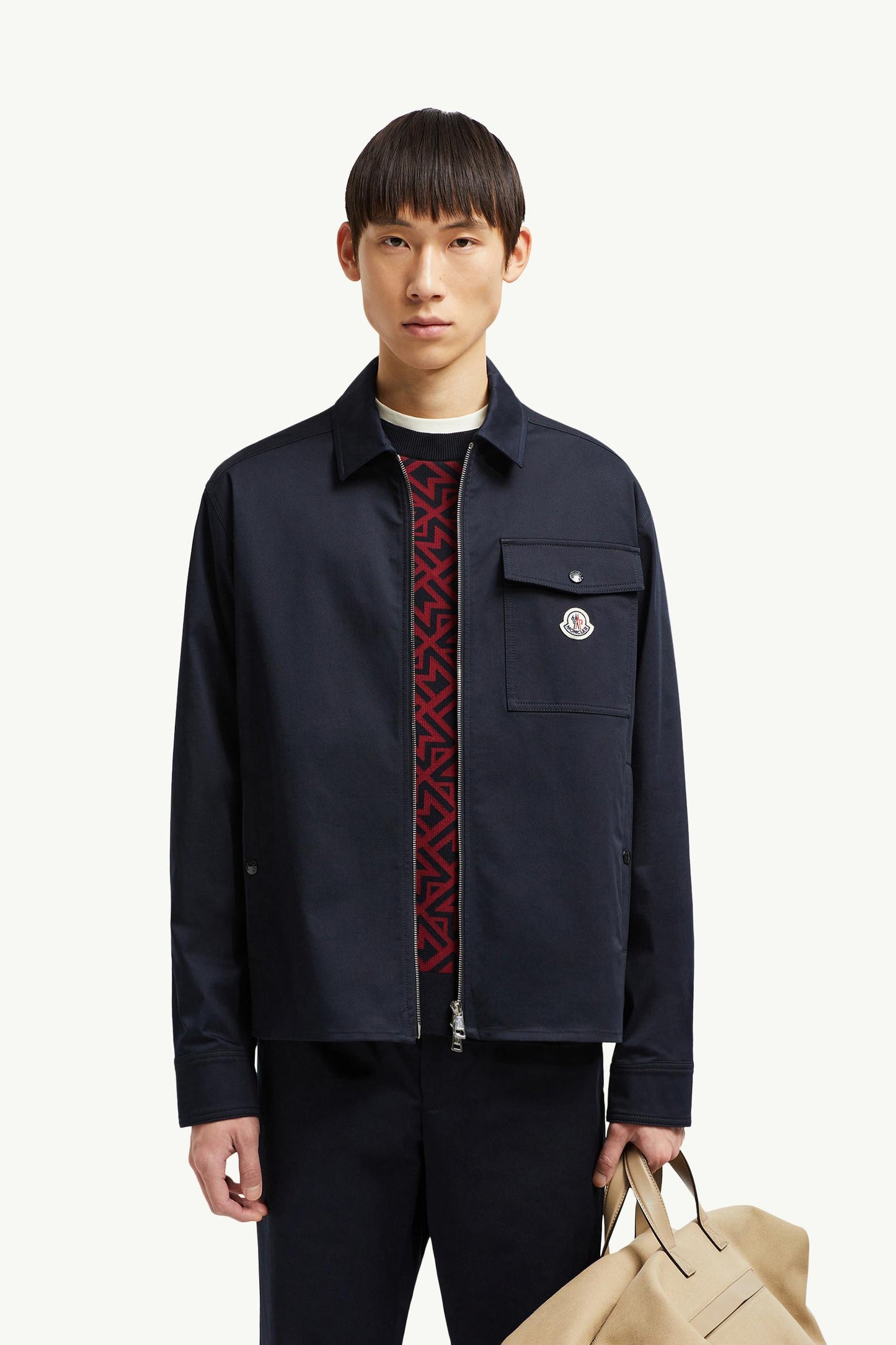 Cotton Gabardine Zip-Up Shirt Jacket