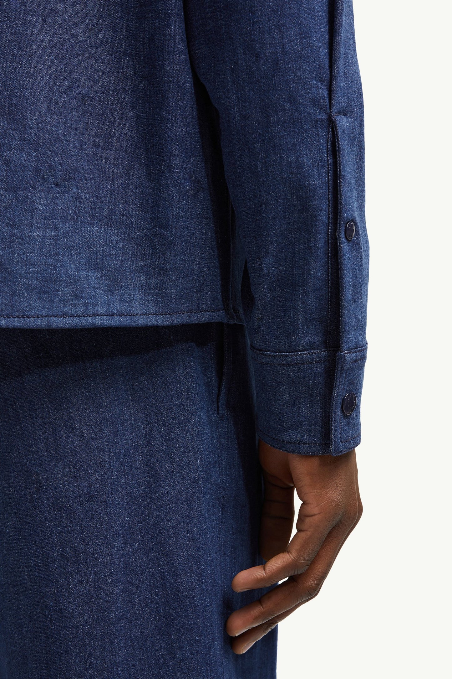 Denim Long Sleeve Zip-Up Shirt