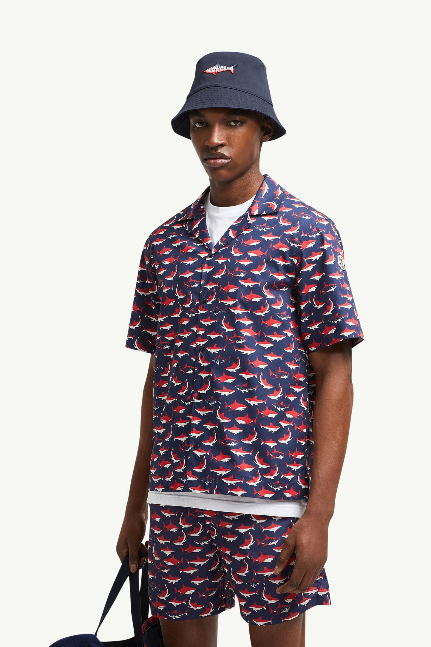 Shark Print Cotton Short Sleeve Shirt