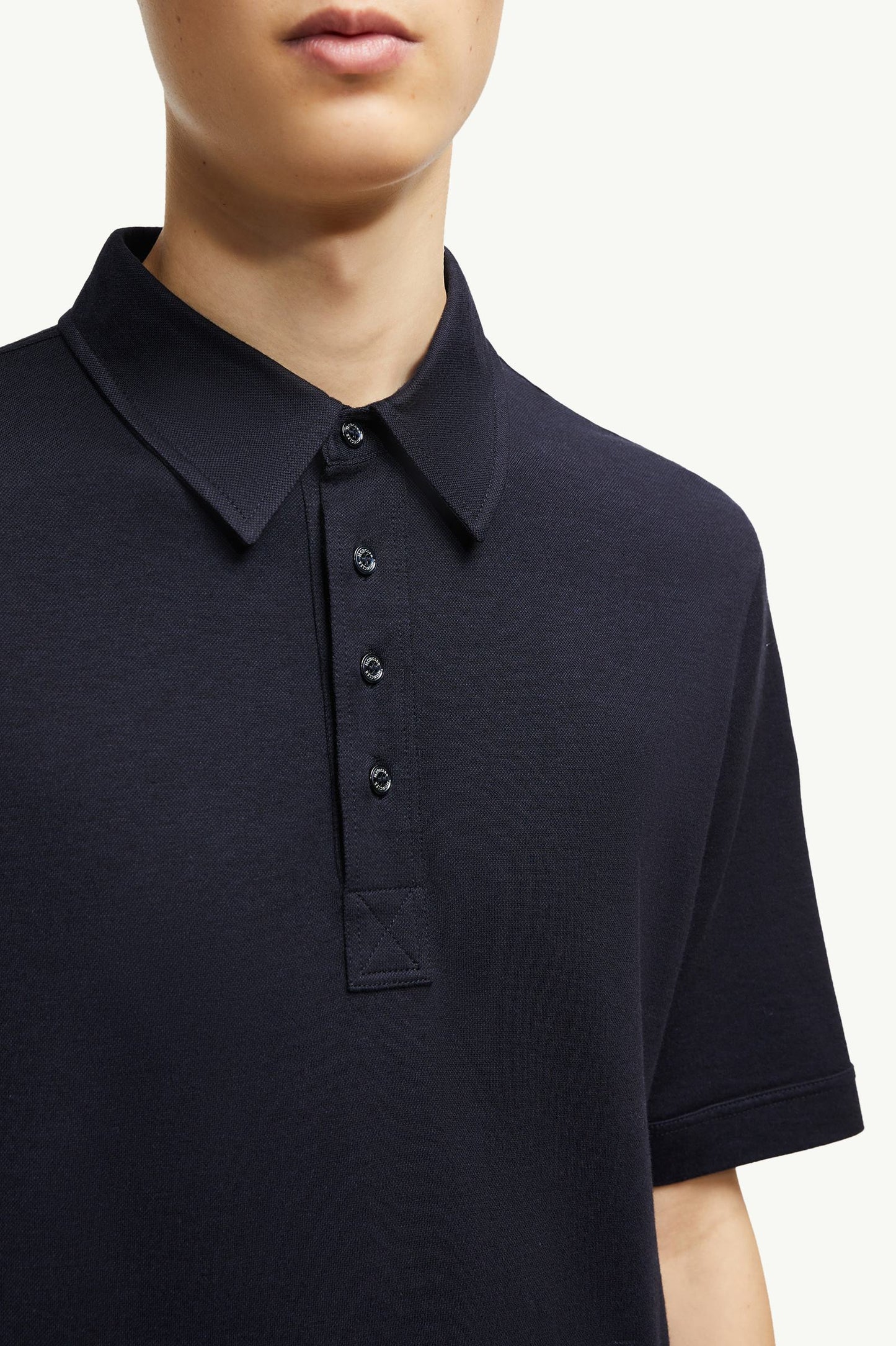 Double Leather Logo Cotton Polo Shirt