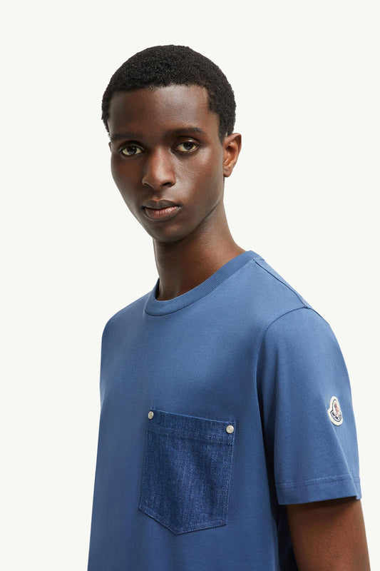 Cotton & Denim T-Shirt with Pocket