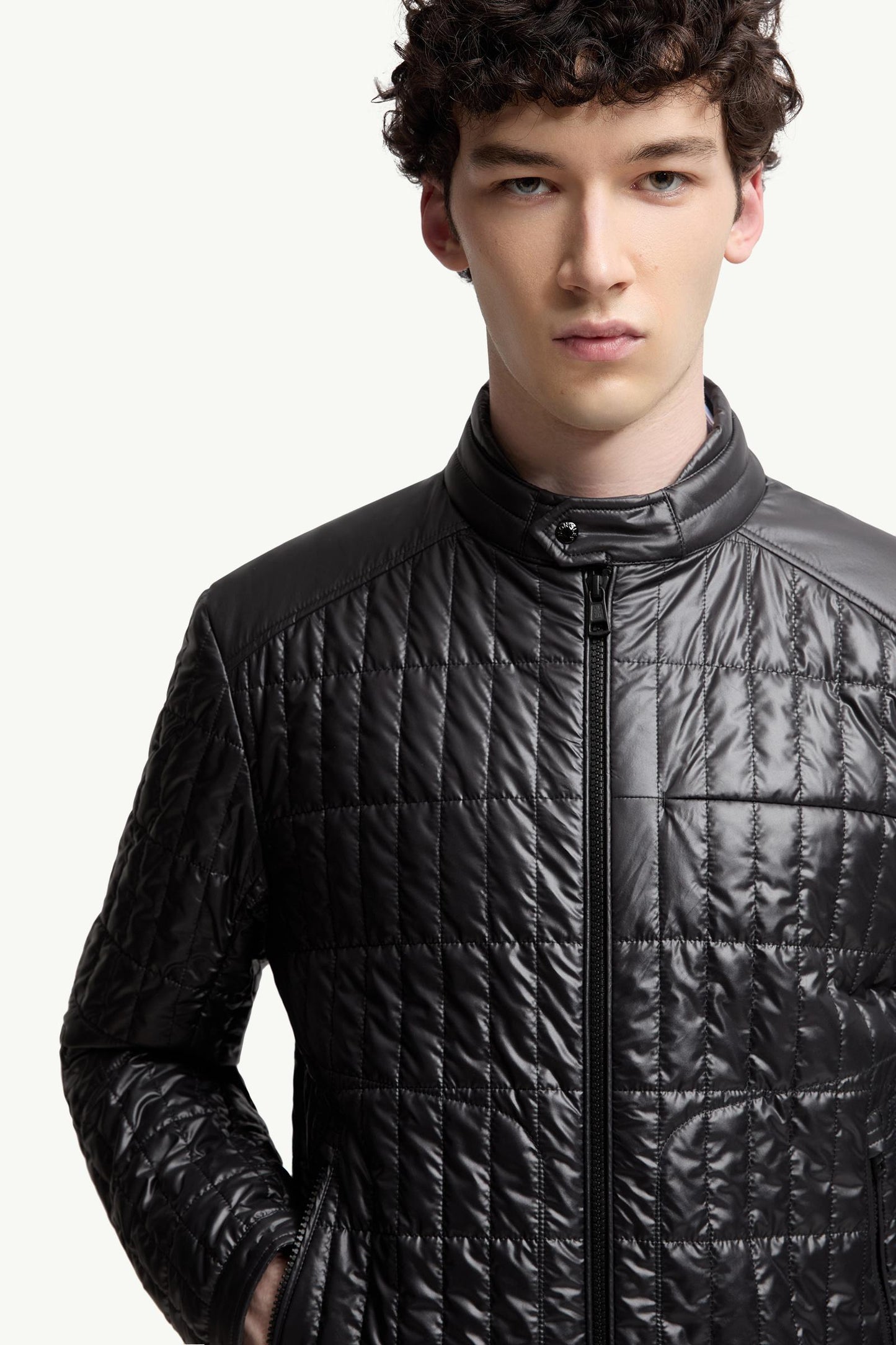 Lasne Vertical-Quilted Padded Biker Jacket