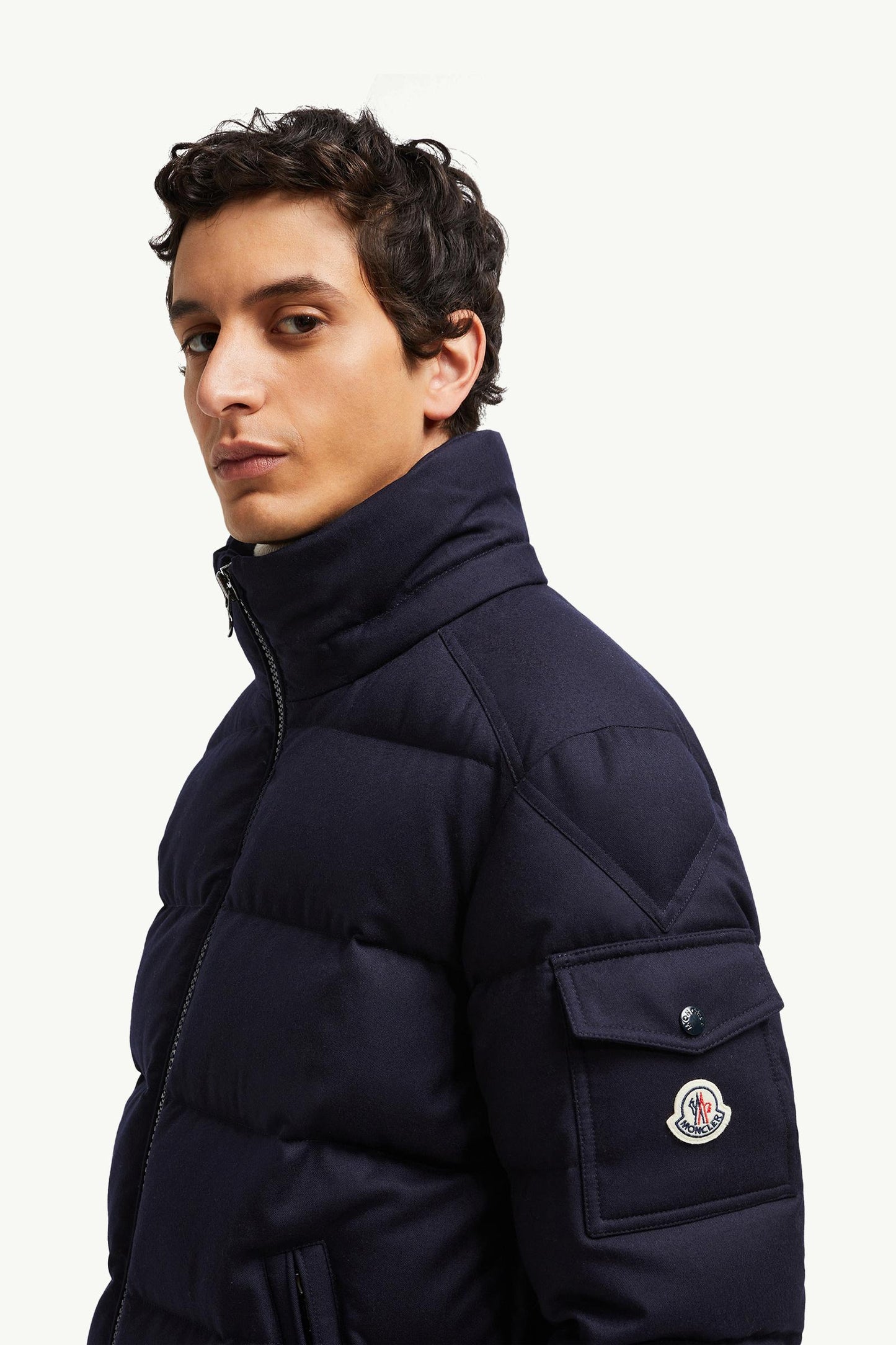 Montgenevre Hooded Wool Flannel Short Down Jacket