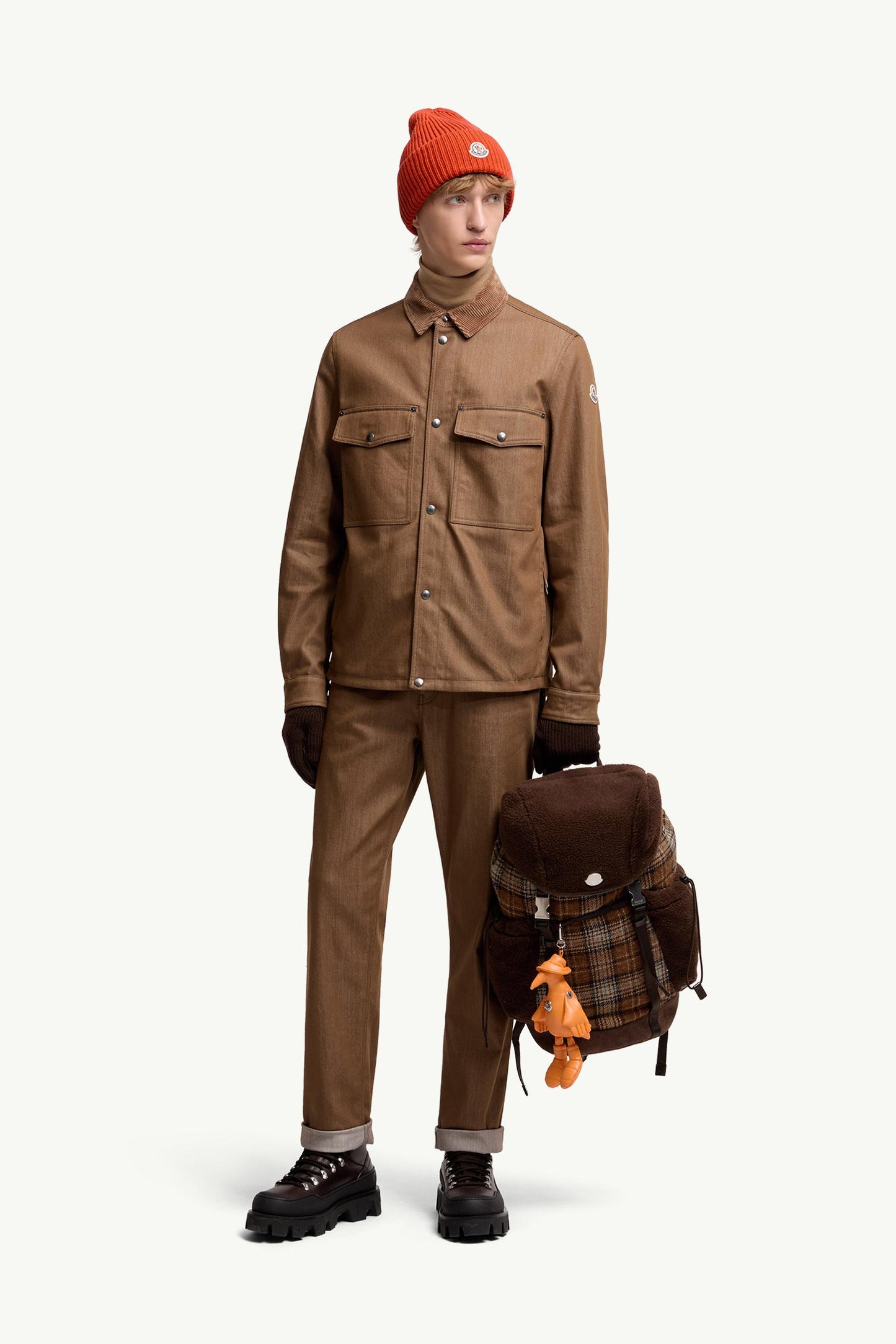 Denim Corduroy-Trimmed Shirt Jacket