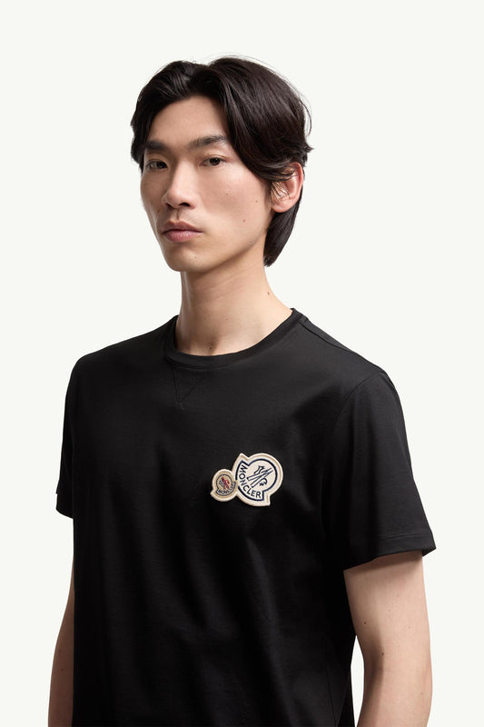 Double Logo Patch Cotton T-Shirt