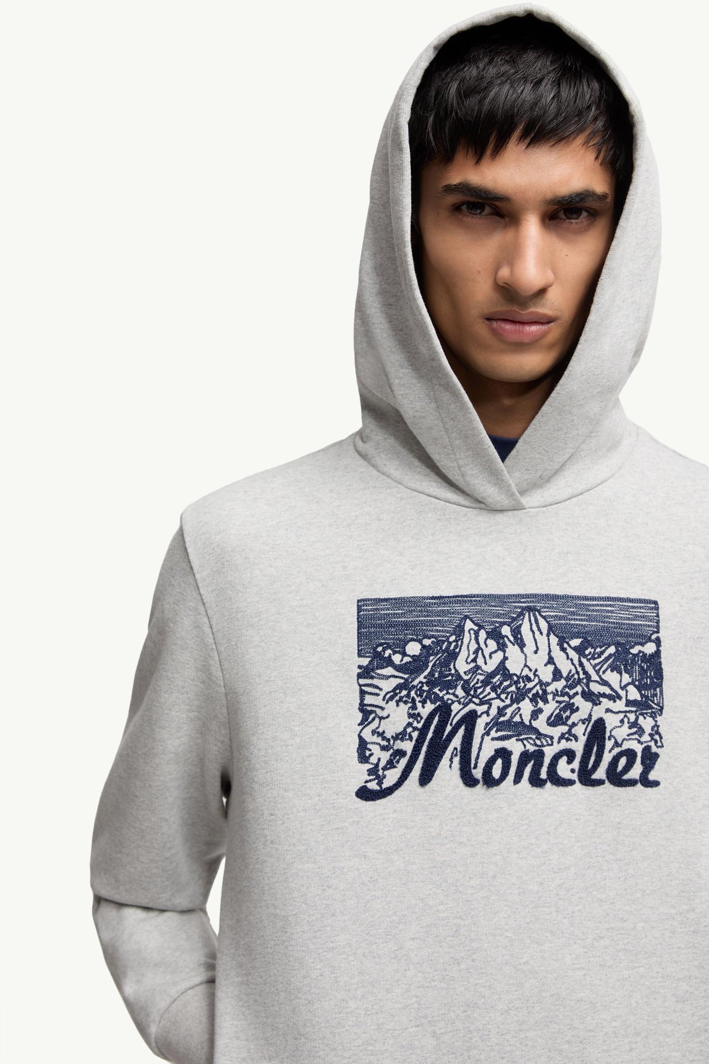 Embroidered Mountain Logo Cotton Hoodie