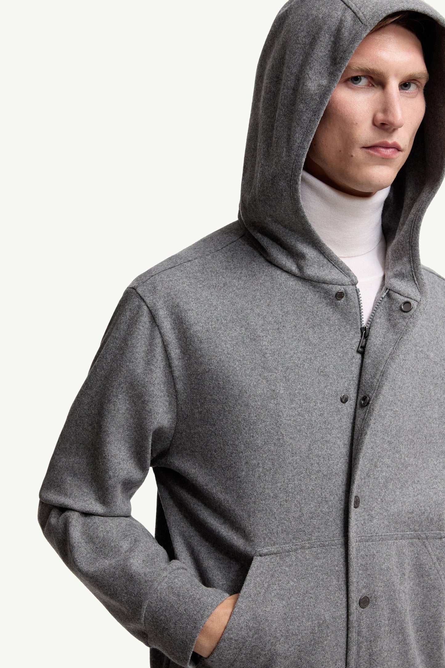 Wool Blend Zip-Up Hoodie