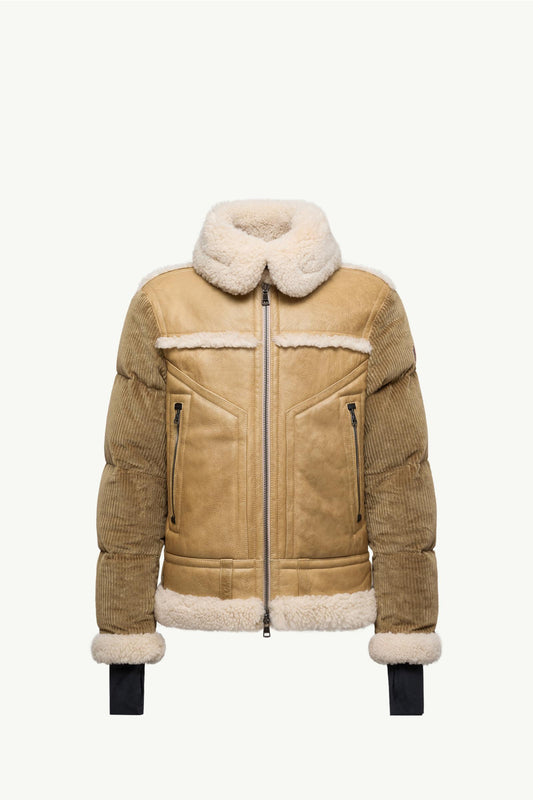 Argens Leather & Shearling Short Down Jacket