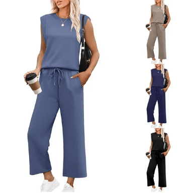 šŗšŗNew Arrivals 2025 for Women, Casual Short Sleeve Wide Leg Top, Two Piece Sets