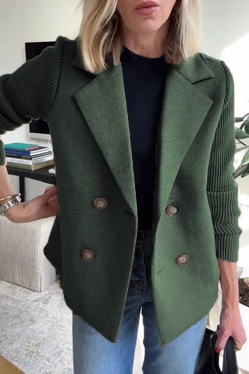 🔥50% Off-Limited Time⏳ Lapel Knitted Patchwork Sleeve Casual Coat