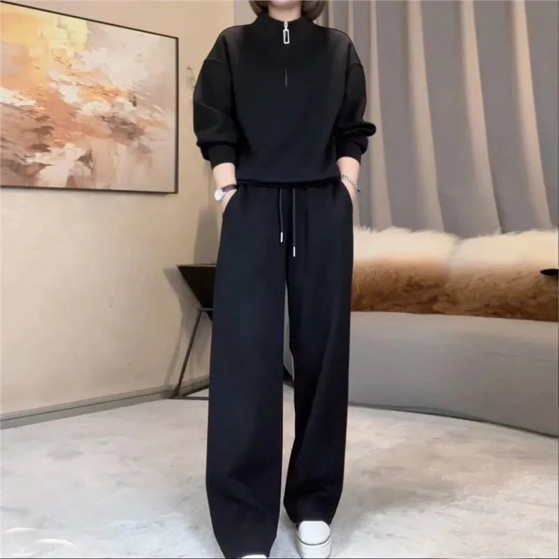 Cropped Sweetshirt & Wide-Leg Pants Set