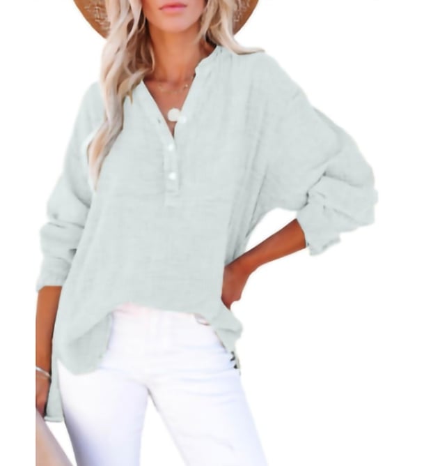 Womens Casual Button V Neck Long Sleeve Shirts Oversized Solid Blouses Tops