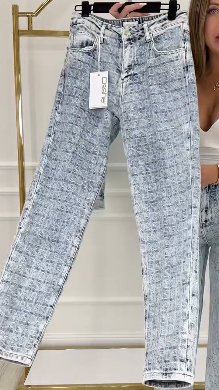 Women's Plaid Casual Wide-leg Jeans