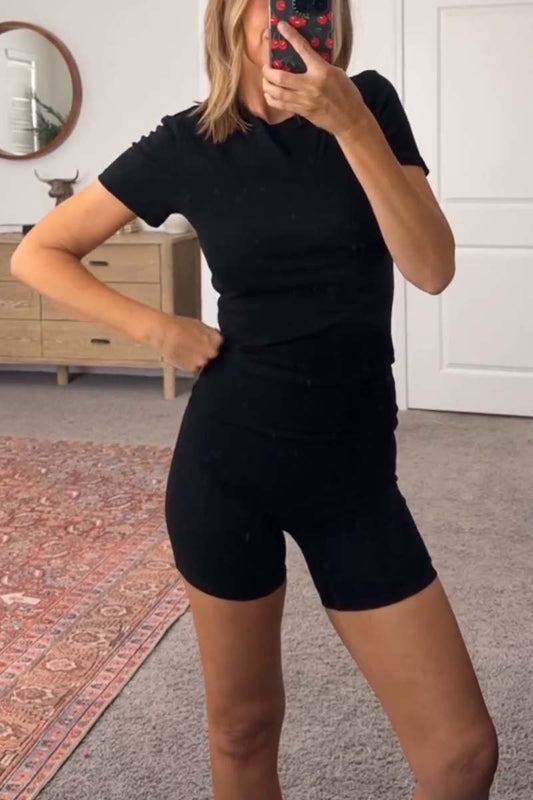 Women's casual tight sports shorts two-piece set