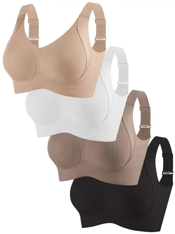 Buy 1 Get 3 PacksWomen's Ribbed Adjustable Wireless Bra