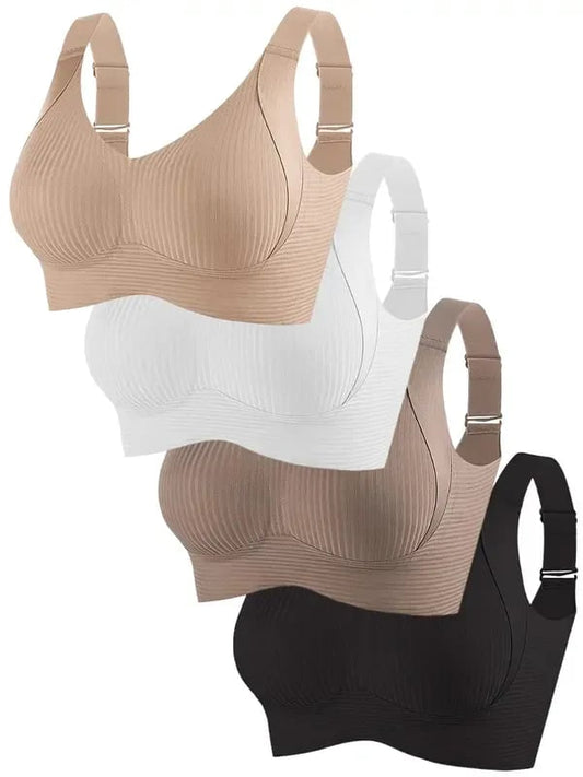 Buy 1 Get 3 PacksWomen's Ribbed Adjustable Wireless Bra
