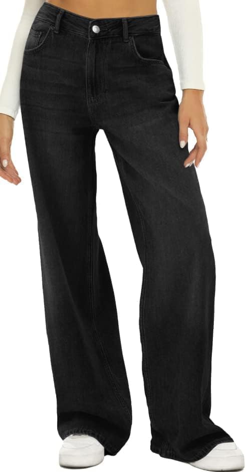HDLTE Women Wide Leg Jeans High Waist Baggy Jeans Loose Boyfriend Jeans Denim Pants Y2K