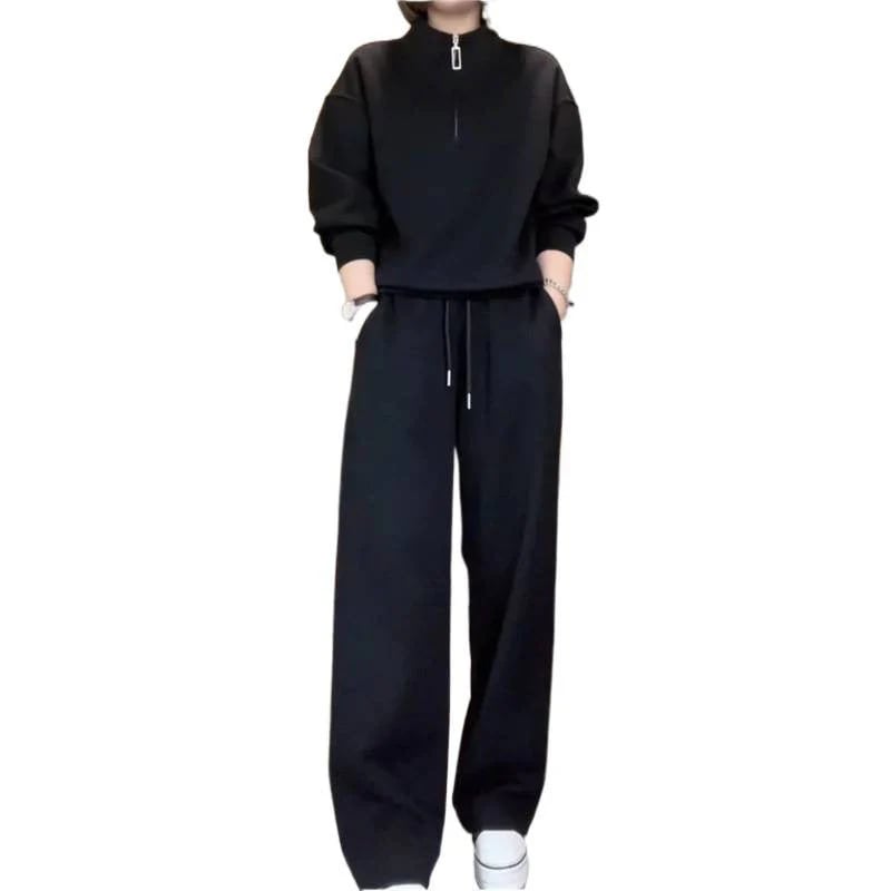 Cropped Sweetshirt & Wide-Leg Pants Set