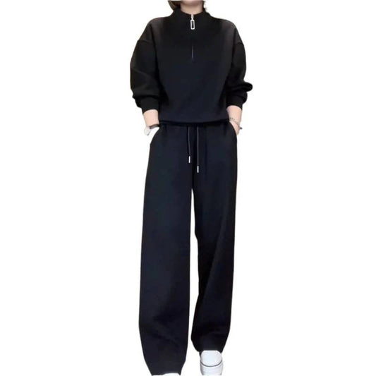 Cropped Sweetshirt & Wide-Leg Pants Set