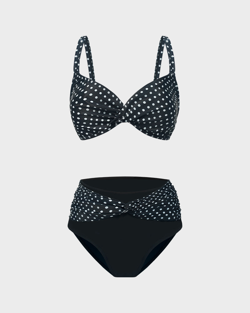 High-Waisted Polka Dot Bikini Set