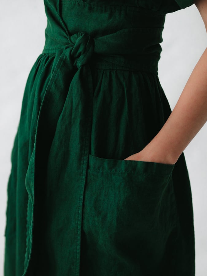 Linen Solid Lace Up Dress