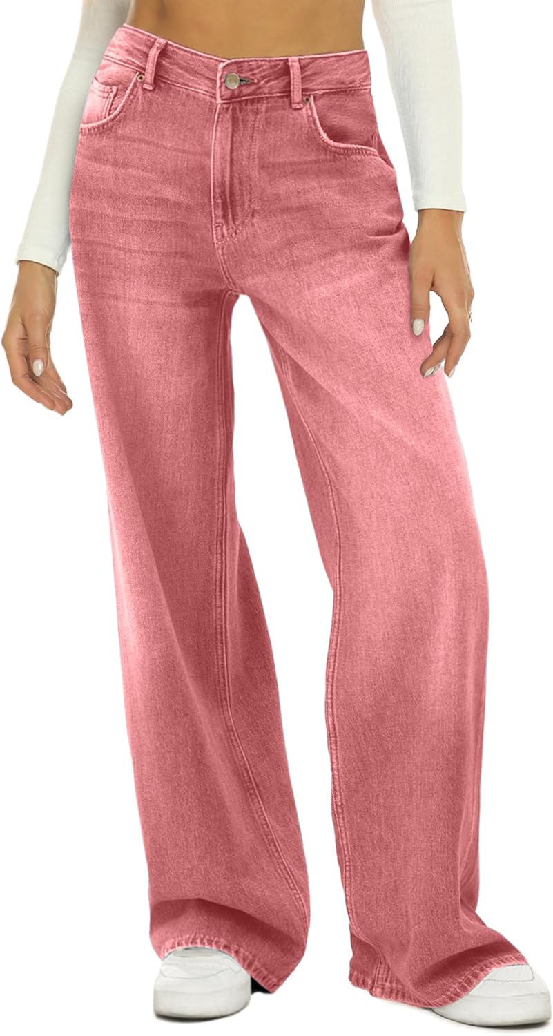 HDLTE Women Wide Leg Jeans High Waist Baggy Jeans Loose Boyfriend Jeans Denim Pants Y2K