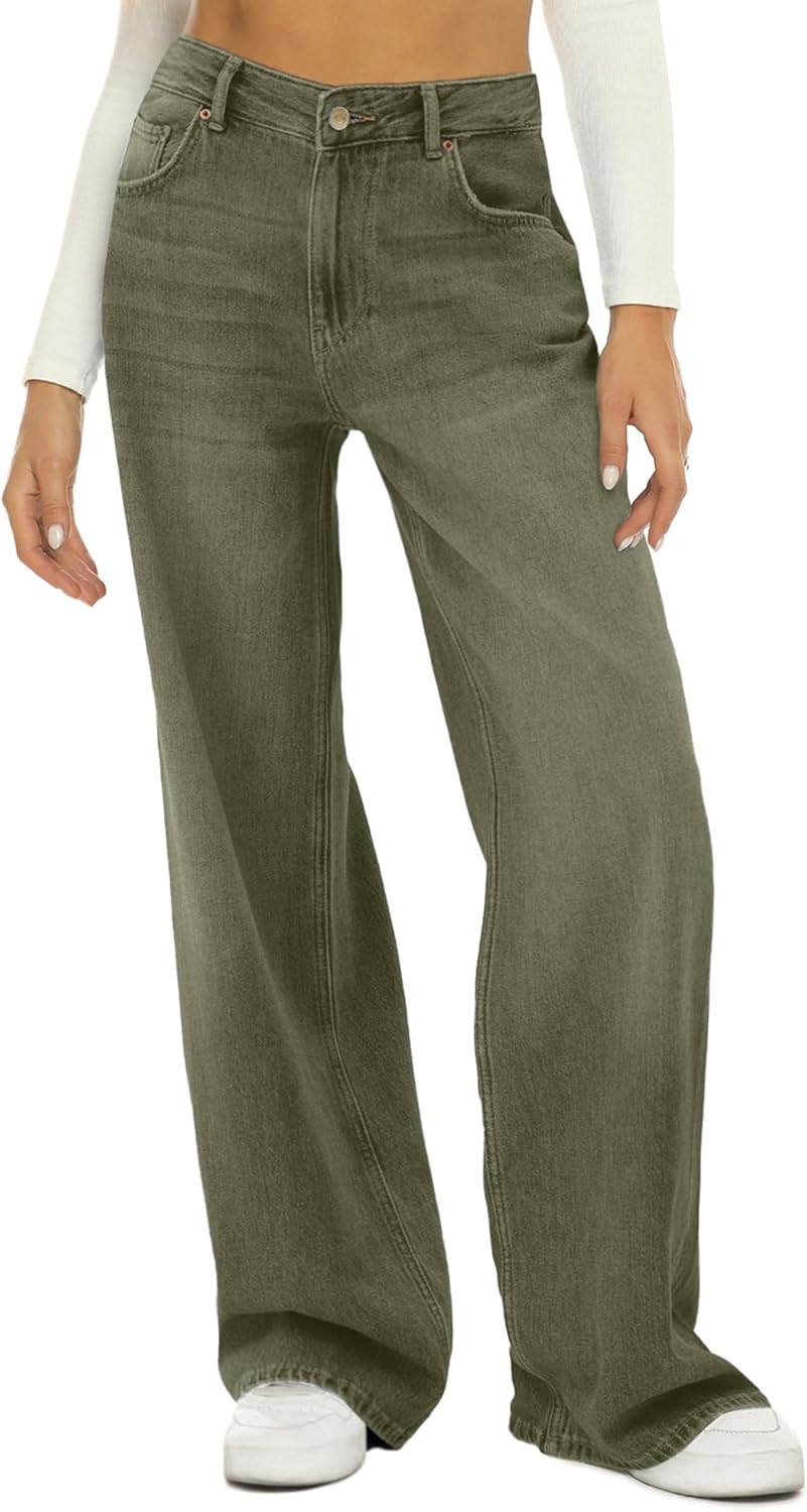 HDLTE Women Wide Leg Jeans High Waist Baggy Jeans Loose Boyfriend Jeans Denim Pants Y2K