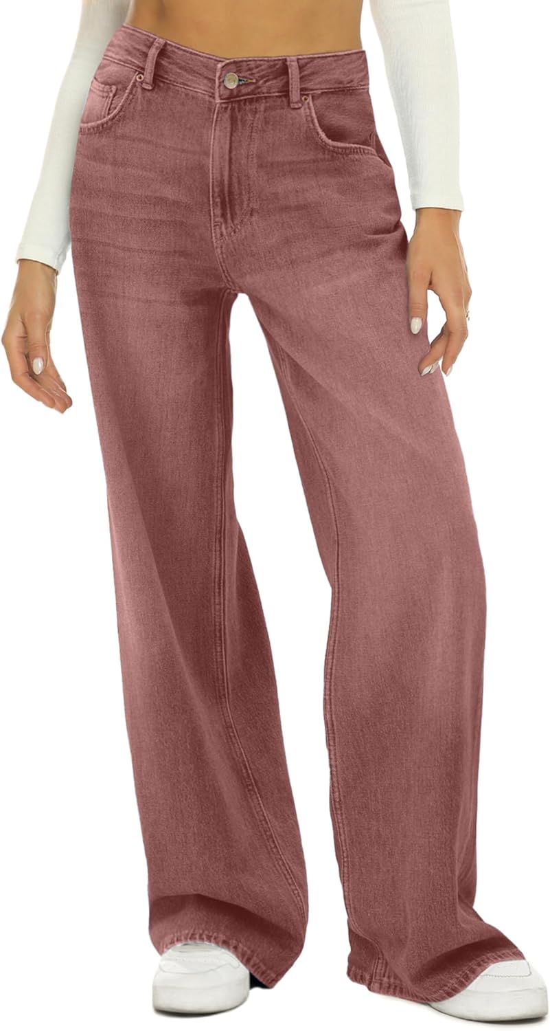 HDLTE Women Wide Leg Jeans High Waist Baggy Jeans Loose Boyfriend Jeans Denim Pants Y2K