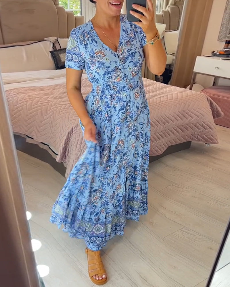 (💃Hot Sale - 45% OFF🔥)Floral print v-neck dress