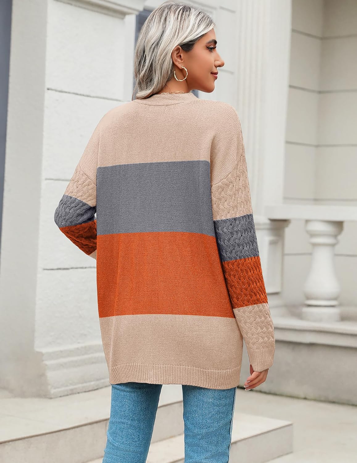 Zeagoo Womens 2024 Long Sleeve Chunky Cable Knit Fall Cardigans Sweaters Button Down Open Front Outerwear with Pockets