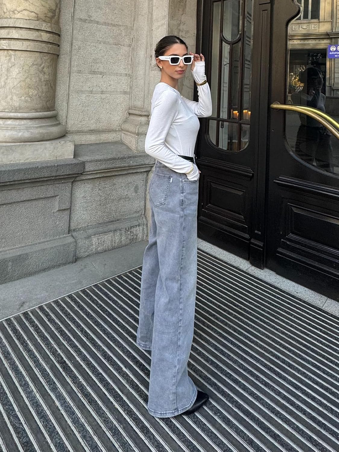 HDLTE Women Wide Leg Jeans High Waist Baggy Jeans Loose Boyfriend Jeans Denim Pants Y2K