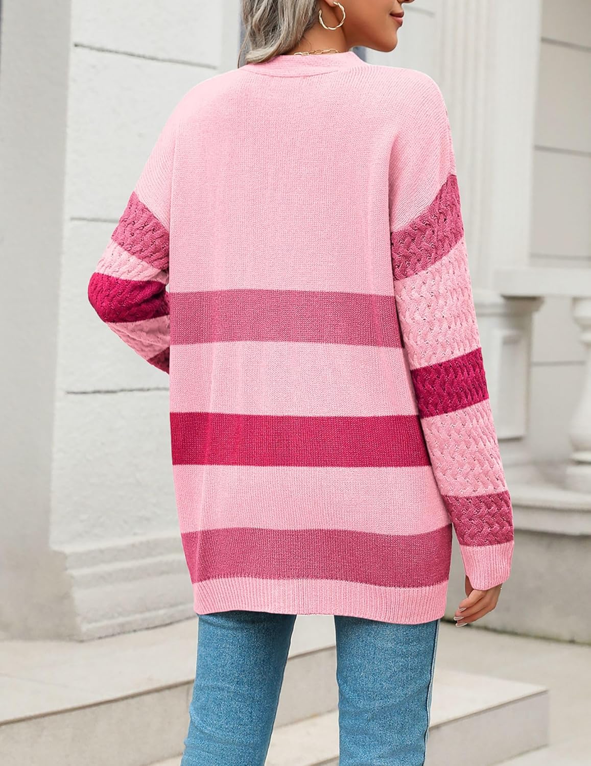 Zeagoo Womens 2024 Long Sleeve Chunky Cable Knit Fall Cardigans Sweaters Button Down Open Front Outerwear with Pockets