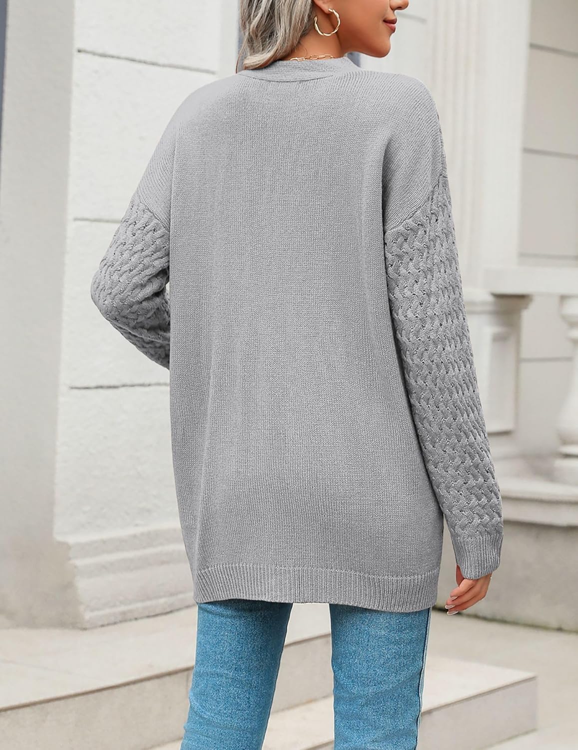 Zeagoo Womens 2024 Long Sleeve Chunky Cable Knit Fall Cardigans Sweaters Button Down Open Front Outerwear with Pockets