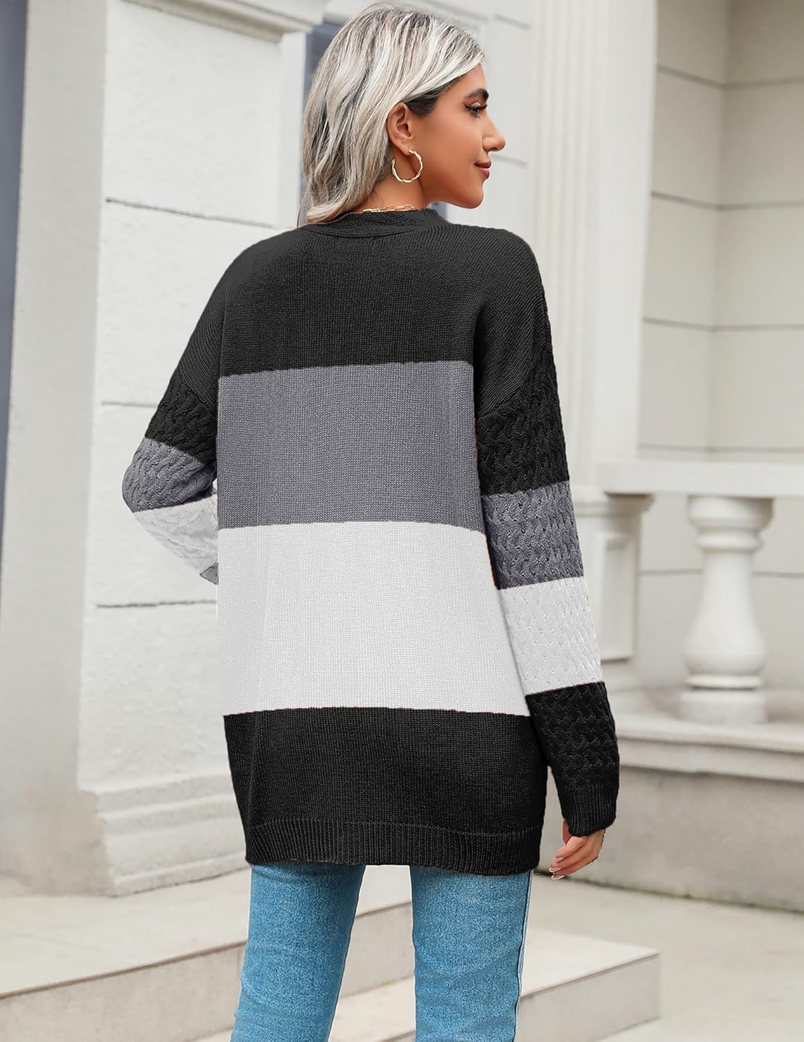 Zeagoo Womens 2024 Long Sleeve Chunky Cable Knit Fall Cardigans Sweaters Button Down Open Front Outerwear with Pockets