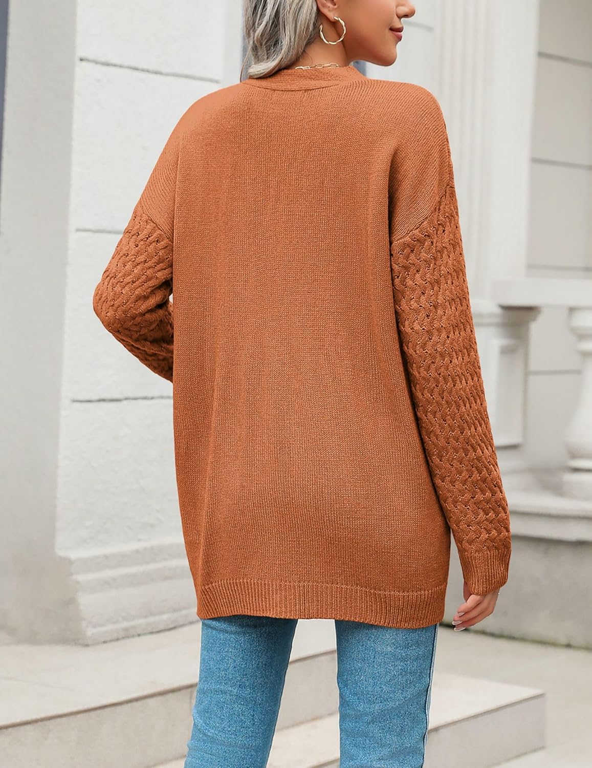 Zeagoo Womens 2024 Long Sleeve Chunky Cable Knit Fall Cardigans Sweaters Button Down Open Front Outerwear with Pockets