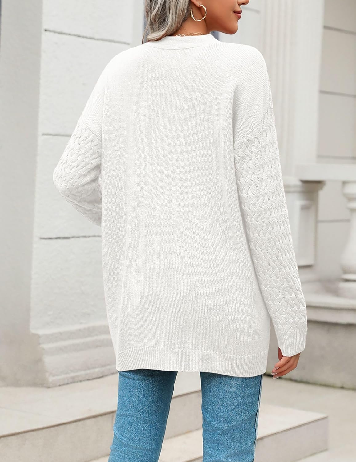 Zeagoo Womens 2024 Long Sleeve Chunky Cable Knit Fall Cardigans Sweaters Button Down Open Front Outerwear with Pockets