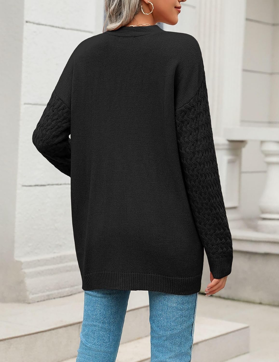 Zeagoo Womens 2024 Long Sleeve Chunky Cable Knit Fall Cardigans Sweaters Button Down Open Front Outerwear with Pockets