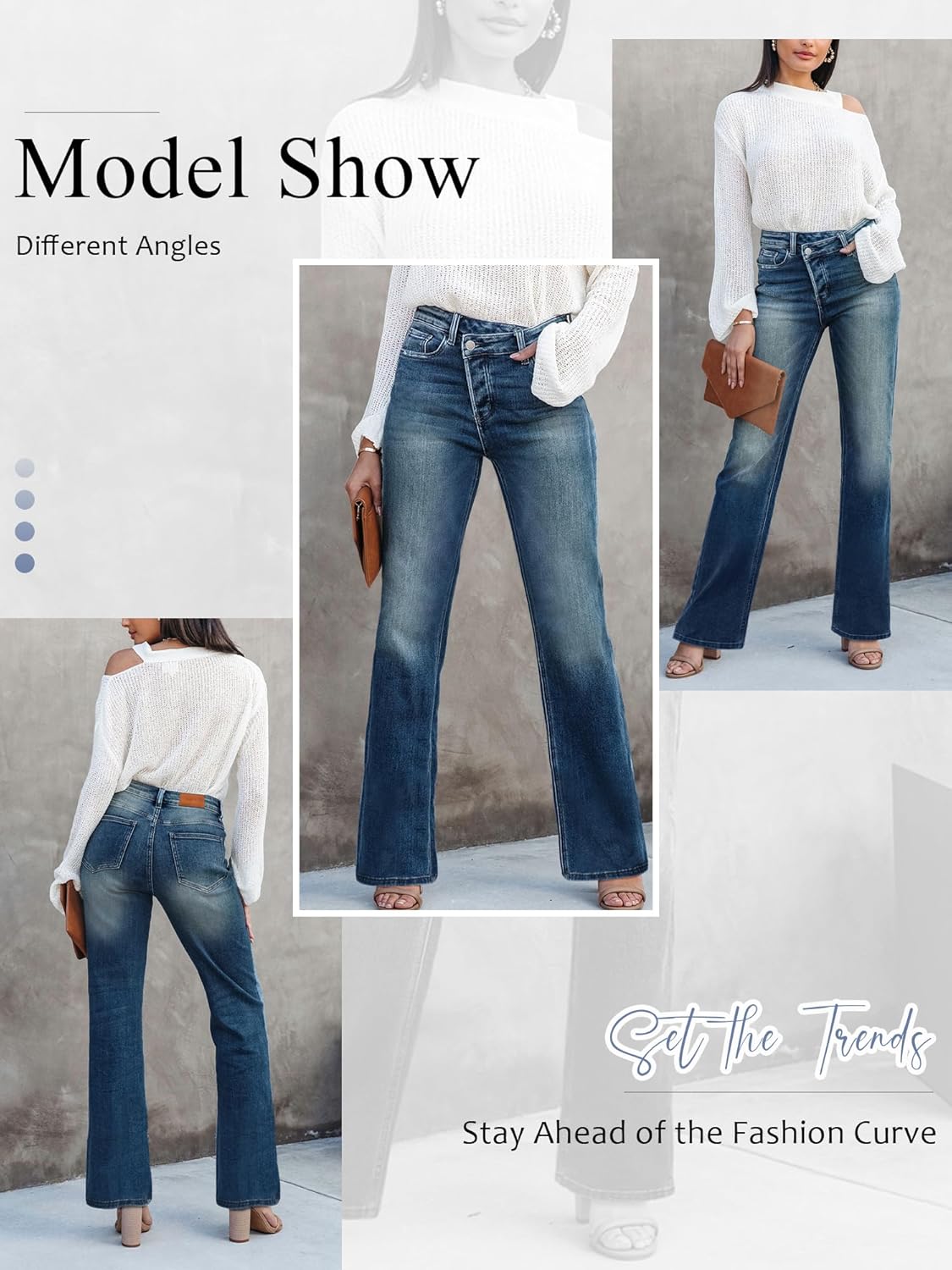 HDLTE Women Wide Leg Jeans High Waist Baggy Jeans Loose Boyfriend Jeans Denim Pants Y2K