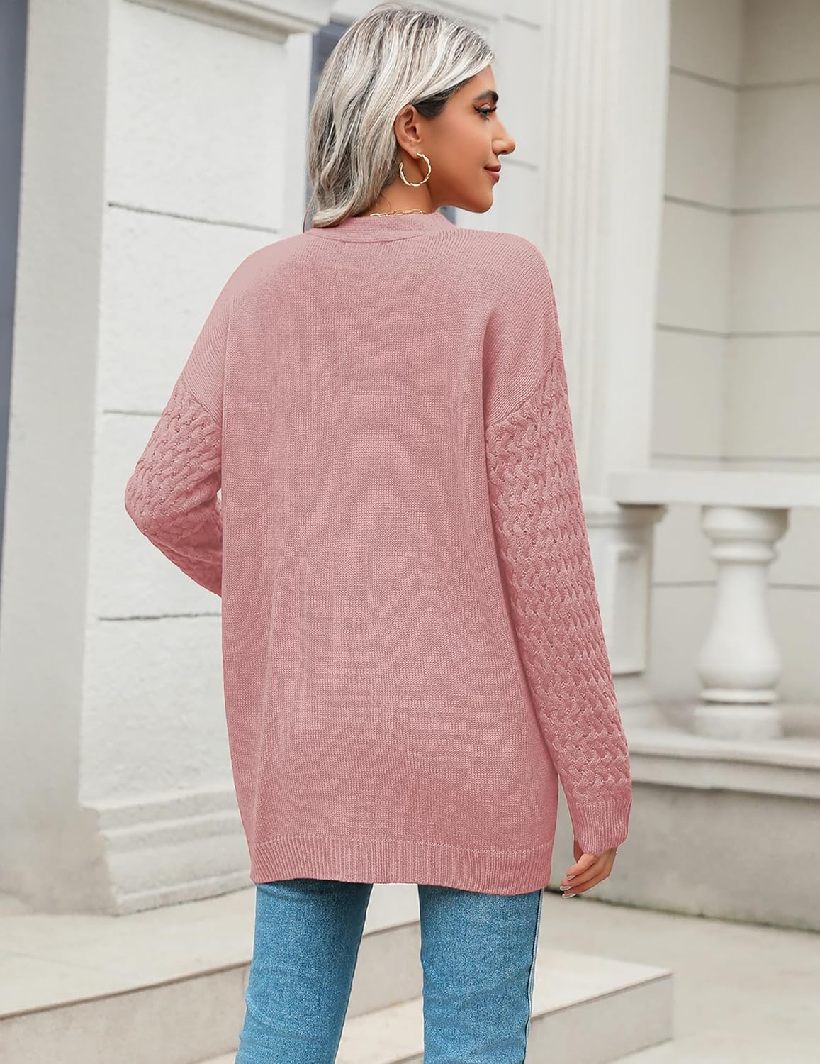 Zeagoo Womens 2024 Long Sleeve Chunky Cable Knit Fall Cardigans Sweaters Button Down Open Front Outerwear with Pockets