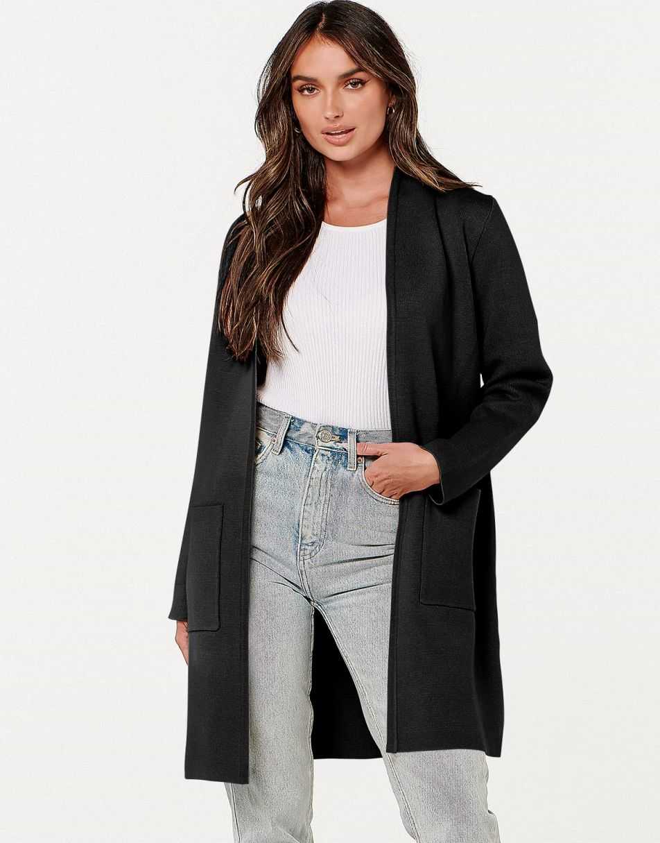 ANRABESS Cardigan Sweater for Women Casual 2023 Fall Winter Fashion Coat Long Sleeve Open Front Knit Coatigan Clothes