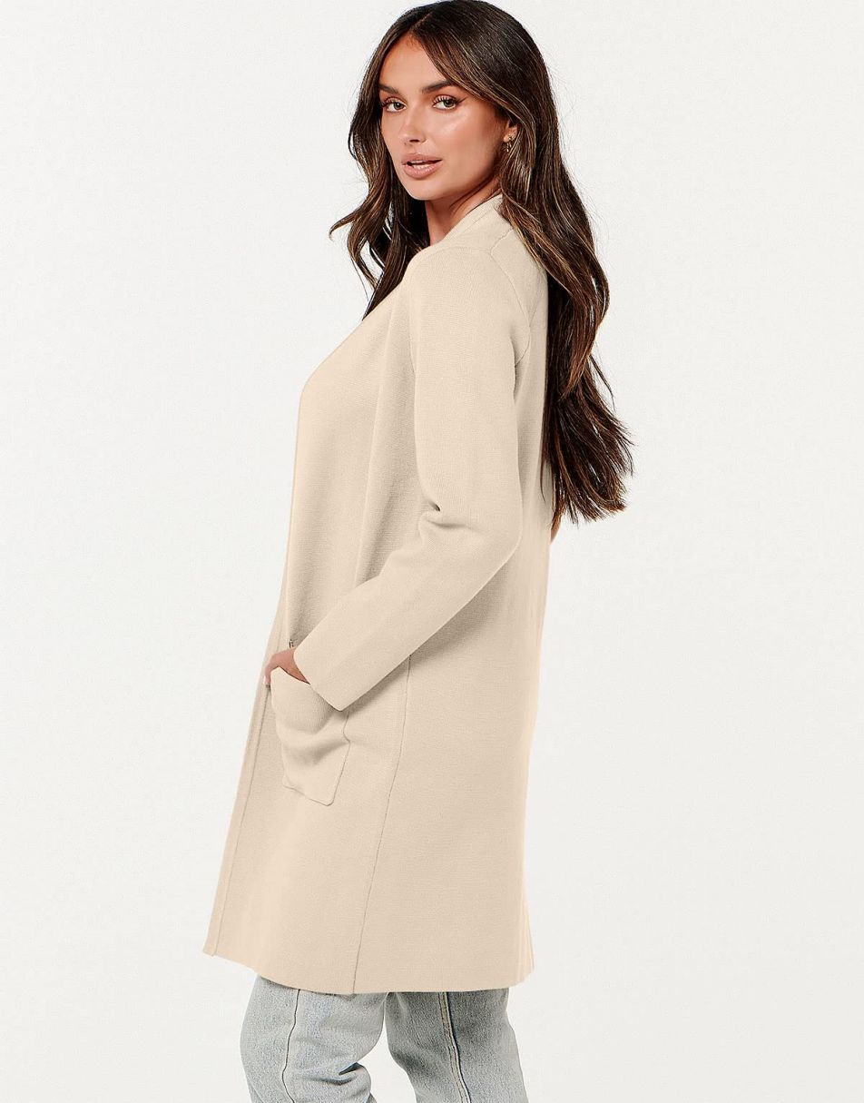 ANRABESS Cardigan Sweater for Women Casual 2023 Fall Winter Fashion Coat Long Sleeve Open Front Knit Coatigan Clothes