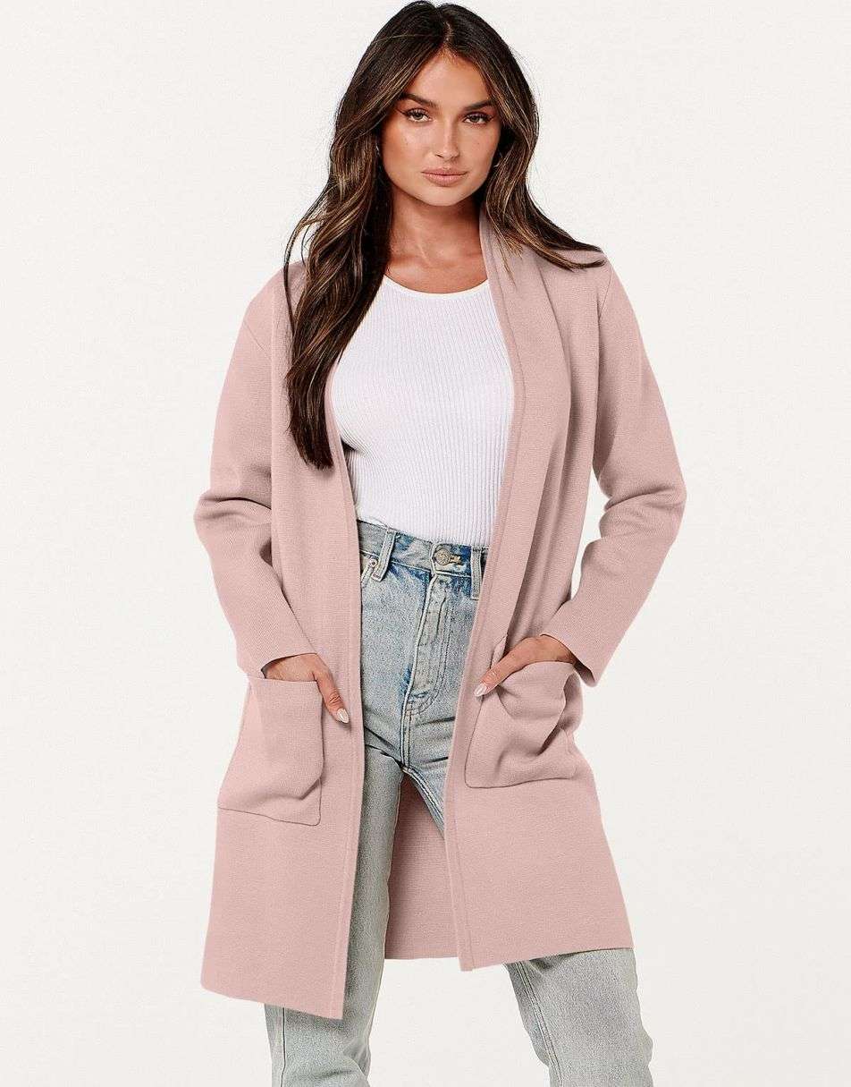 ANRABESS Cardigan Sweater for Women Casual 2023 Fall Winter Fashion Coat Long Sleeve Open Front Knit Coatigan Clothes