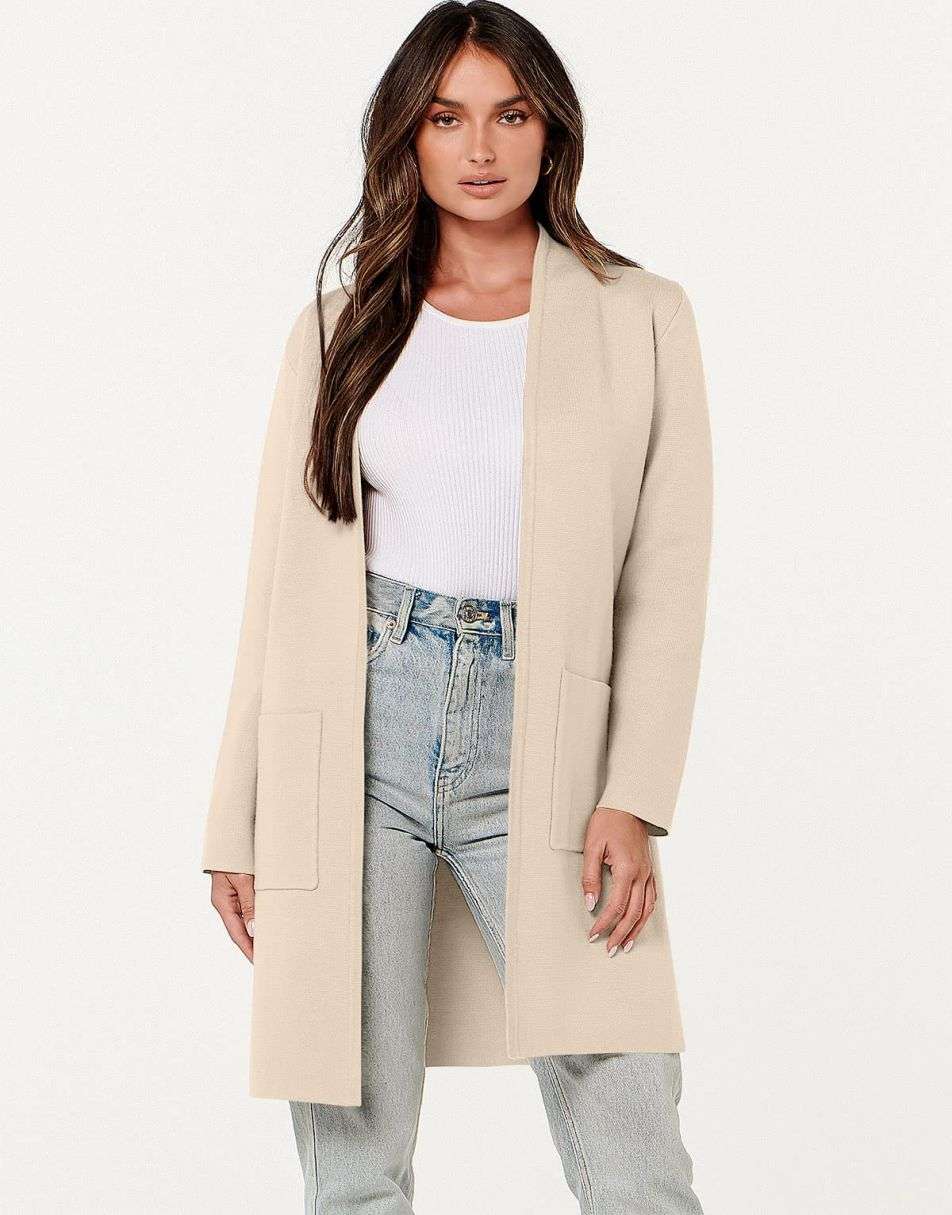 ANRABESS Cardigan Sweater for Women Casual 2023 Fall Winter Fashion Coat Long Sleeve Open Front Knit Coatigan Clothes
