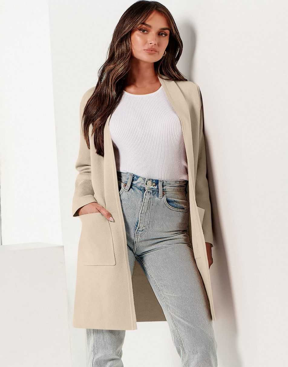 ANRABESS Cardigan Sweater for Women Casual 2023 Fall Winter Fashion Coat Long Sleeve Open Front Knit Coatigan Clothes